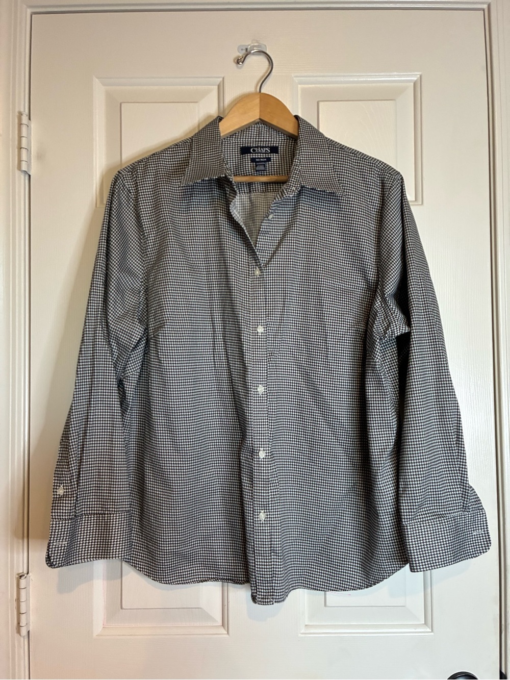 Chaps Black and White Mini Check Button-Down Shirt